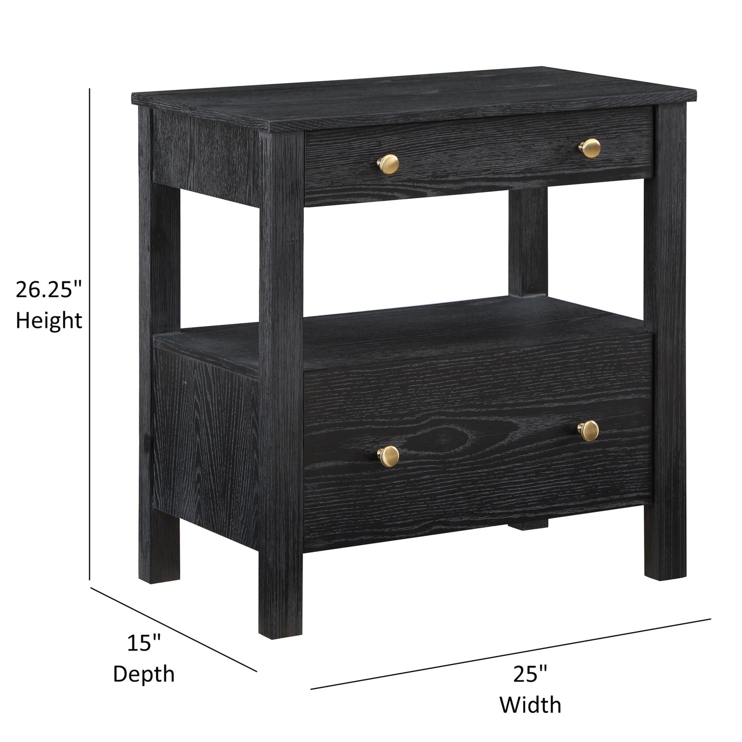 Danielle - 2 Drawer Nightstand - Black