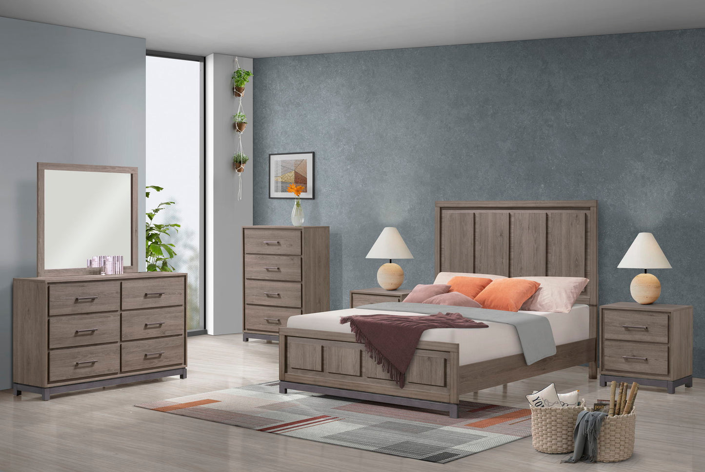 River - Queen Bed - Light Brown