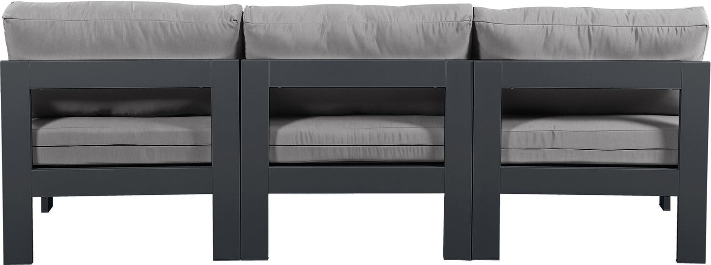 Nizuc - Outdoor Patio 3 Seat Armless Modular Sofa With Gray Frame