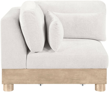 Turin - Chenille Fabric Upholstered Modular Corner Chair - Natural Base