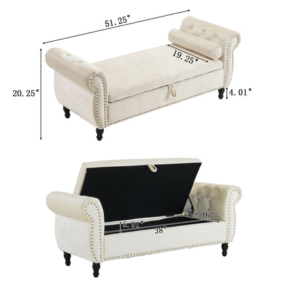 Luxurious Multifunctional Storage Ottoman Bench With Pillow
