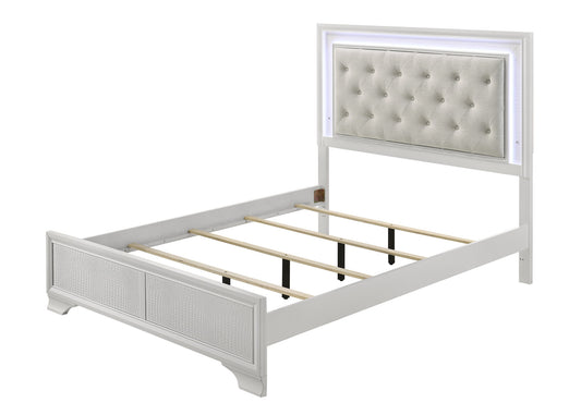 Lyssa - Queen Bed With LED - Oat / Frost