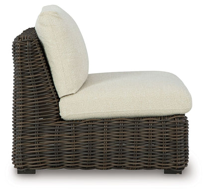 Kimora - Armless Chair With Cushion - Beige / Dark Brown
