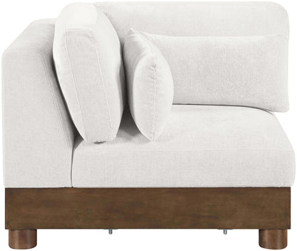 Turin - Chenille Fabric Upholstered Modular Corner Chair - Walnut Base