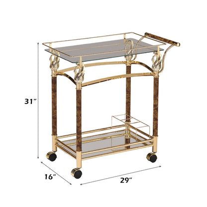 Helmut - Serving Cart - Clear Glass & Gold Plated
