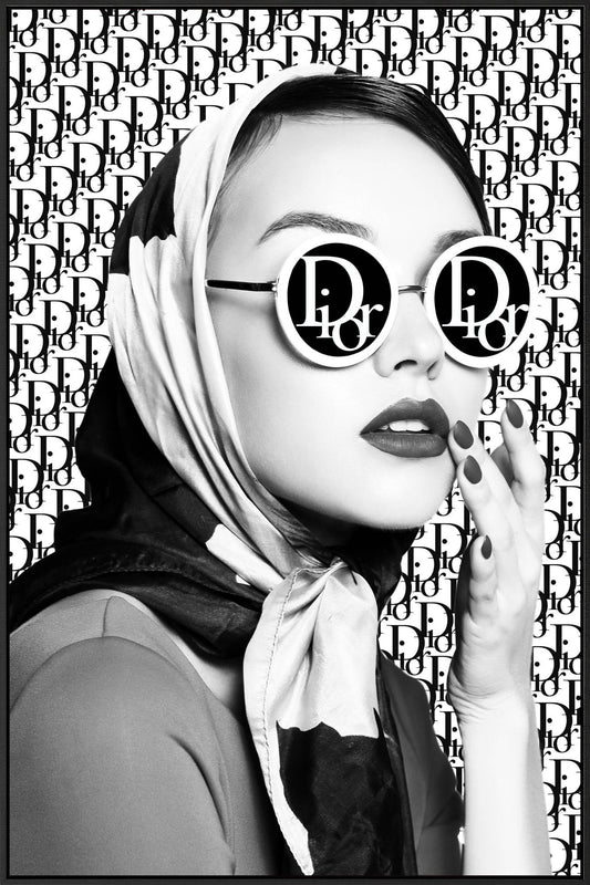 Monochrome Glamour Muse - 32" x 48" Framed Wall Art