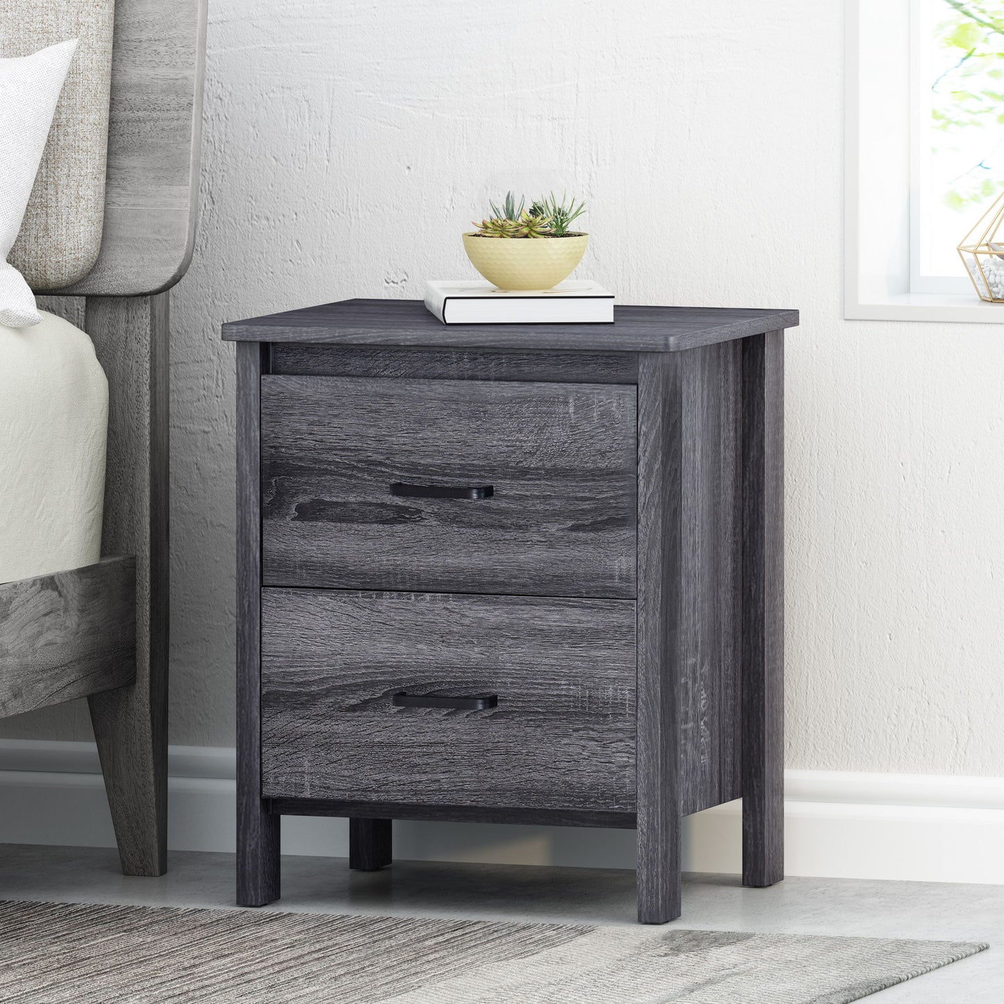 Titeca - Contemporary Wood 2 Drawer Nightstand