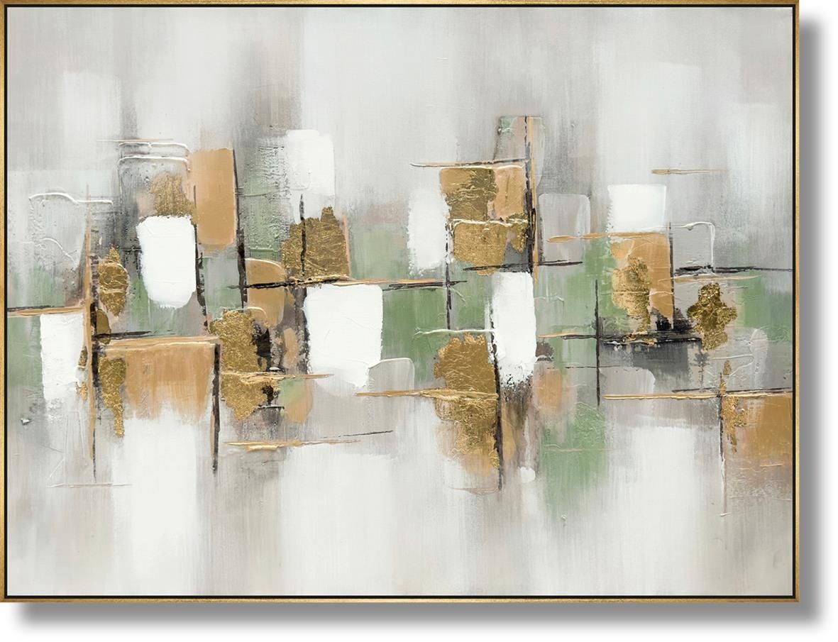 Gilded Verdant Parallels - 35" x 47" Framed Wall Art