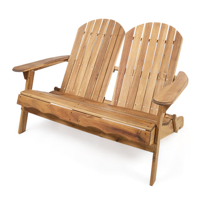 Outdoor Adirondack Rocking Loveseat With Hand Crafted Details