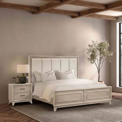 3 Piece Bedroom Set With Padded Headboard, 2 Nightstands