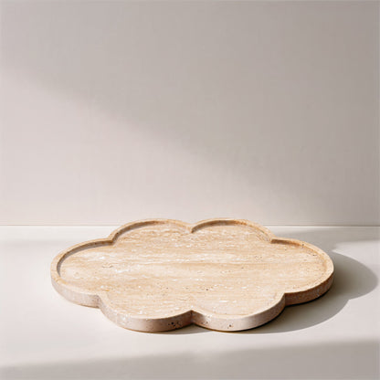 Rimini - Travertine Clover Shaped Tray - Natural