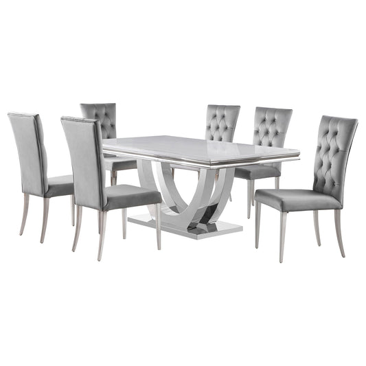 Kerw - 7 Piece Rectangular Dining Table Set - Gray