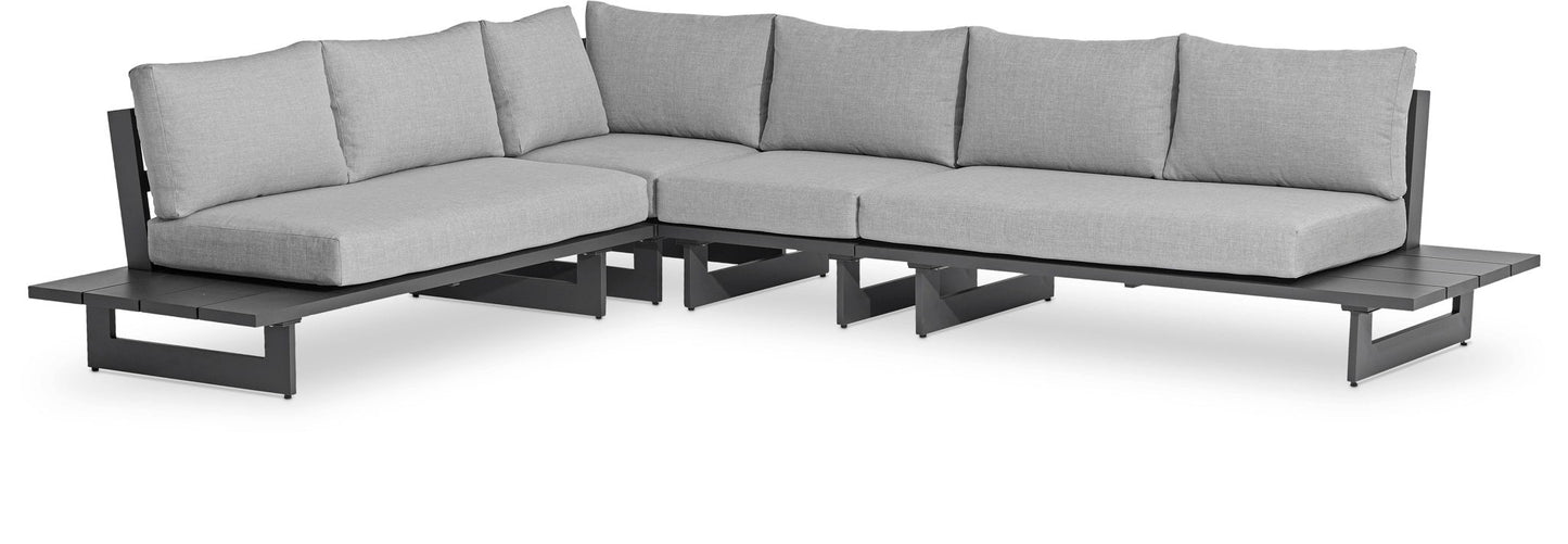 Maldives - 4 Piece Water Resistant Outdoor Patio Modular Sectional With Gray Base