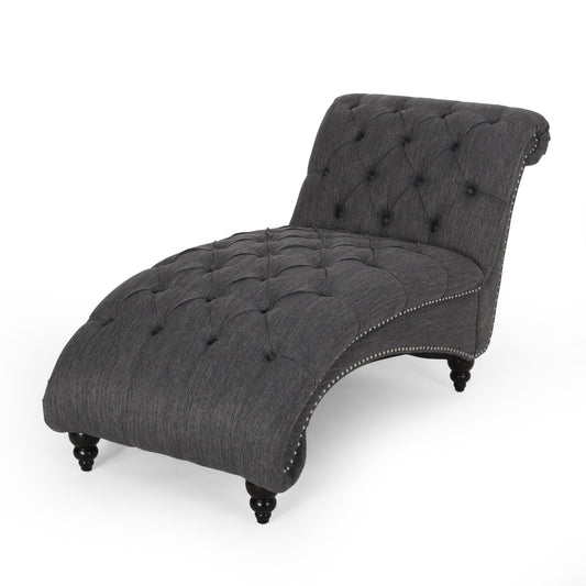 Chaise Lounge With Button Tufted Diamon Stitch