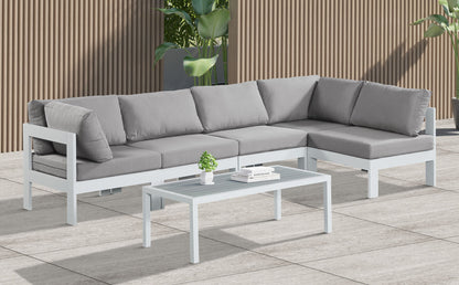Nizuc - Outdoor Patio 5 Piece Modular Sectional With White Frame