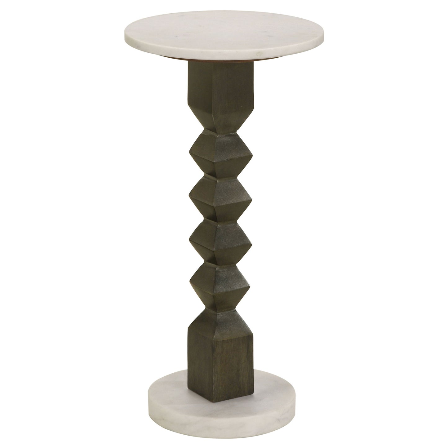 Selena - Round Side Table - White / Gray