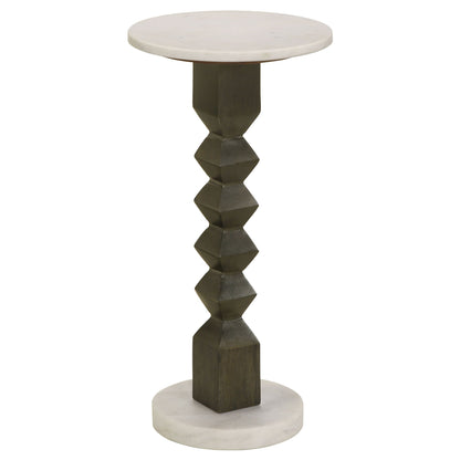 Selena - Round Side Table - White / Gray