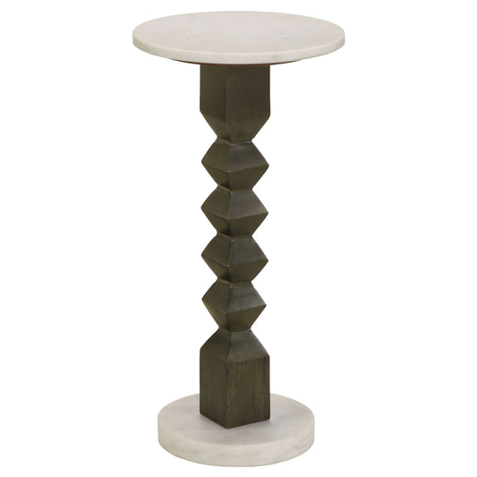 Selena - Round Side Table - White / Gray