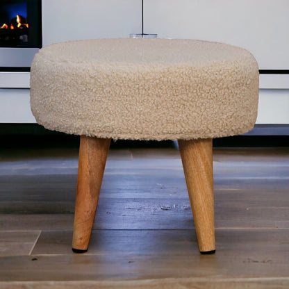 Petite Footstool - Cream / Brown