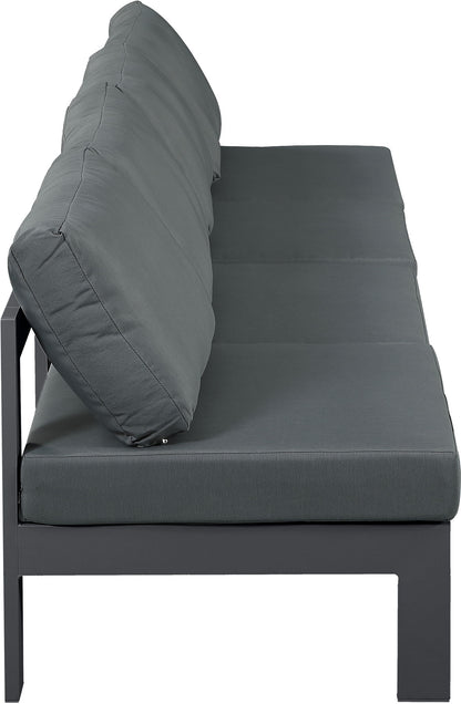 Nizuc - Outdoor Patio 4 Seat Armless Modular Sofa With Gray Frame