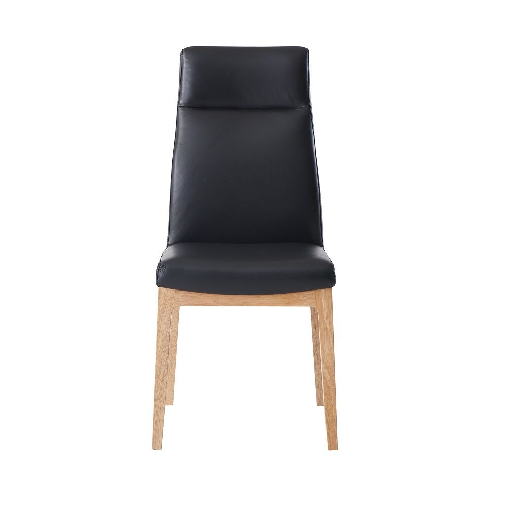 Raquan - Side Chair (Set of 2) - Black Leather & Walnut