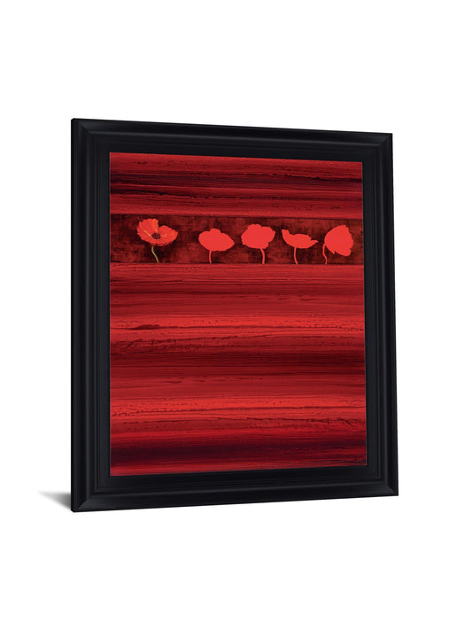Crimson Poppy Row - 40" x 32" Framed Wall Art