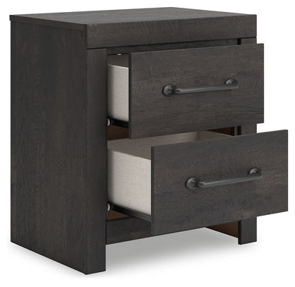 Hollivern - Two Drawer Night Stand - Dark Gray