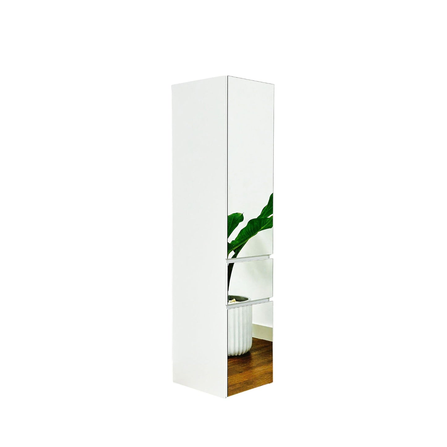 Elise - Slim Modular Closet Cabinet With Mirror - White