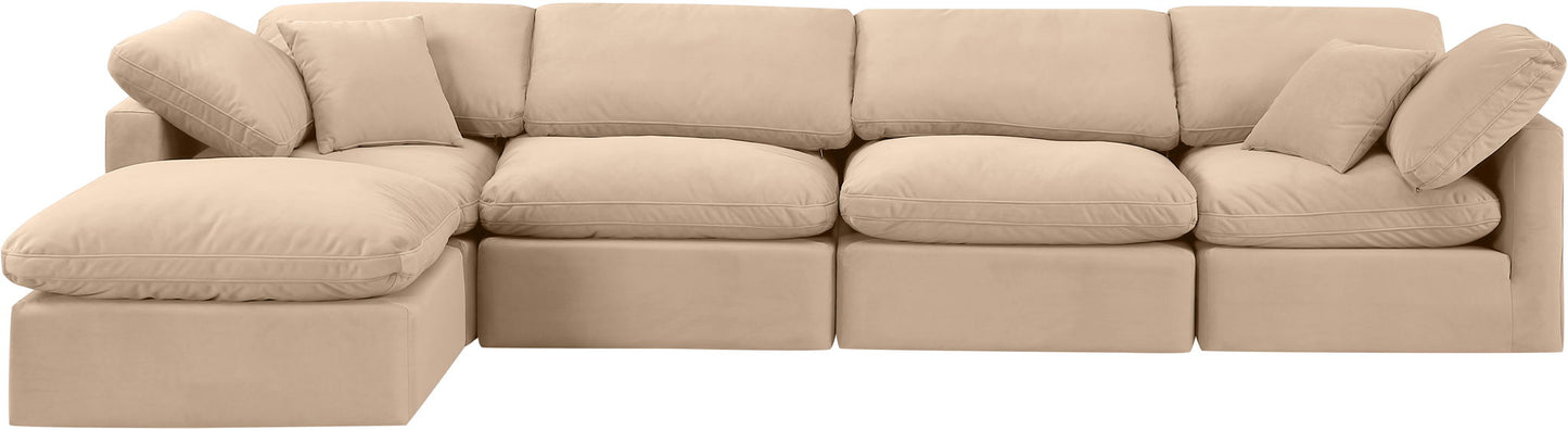 Indulge - Velvet 5 Piece Modular Sectional With Chaise
