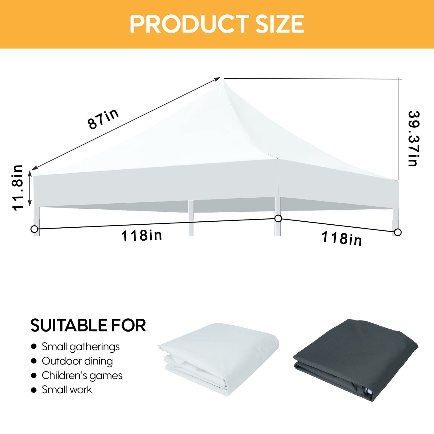 Canopy Replacement Top With 4 Pack W8 Bags, Pop Up Tent Cover Only, Frame Not Included