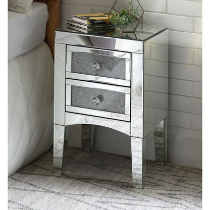Noralie - 24" Accent Table - Mirrored, Faux Diamonds