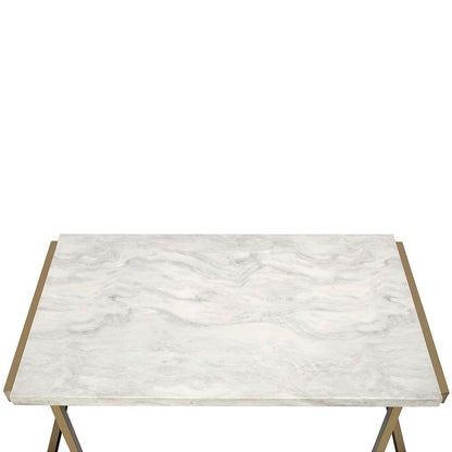 Boice II - Sofa Table - Faux Marble Top & Champagne