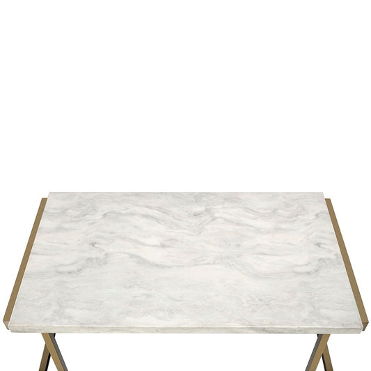 Boice II - Sofa Table - Faux Marble Top & Champagne