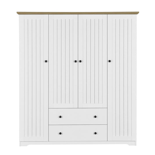 4 Door Wardrobe Armoire With 2 Drawers