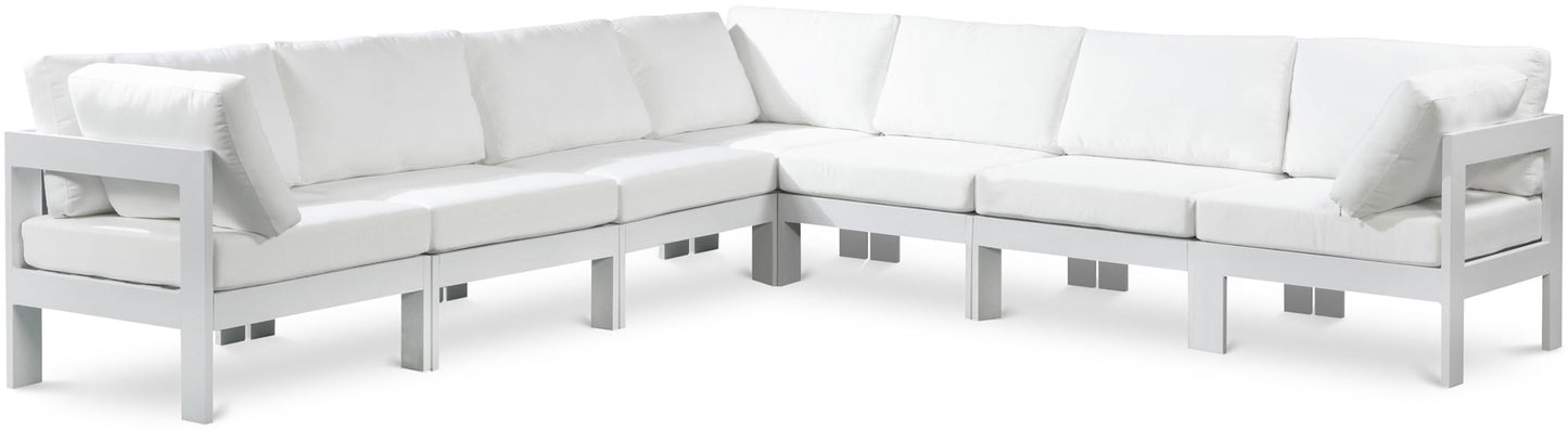 Nizuc - Outdoor Patio 7 Piece Modular Sectional With White Frame