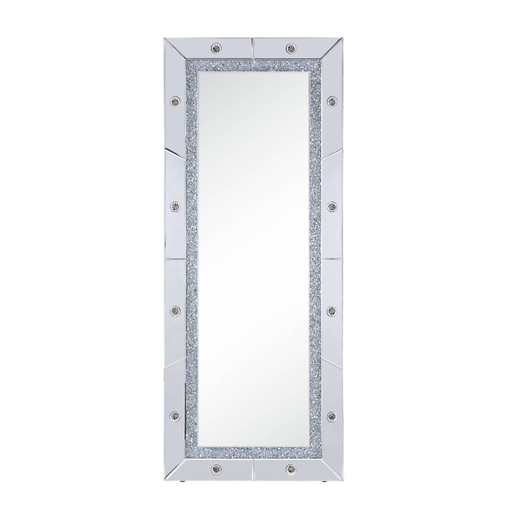 Noralie - 63" X 26" Floor Mirror - Mirrored & Faux Diamonds
