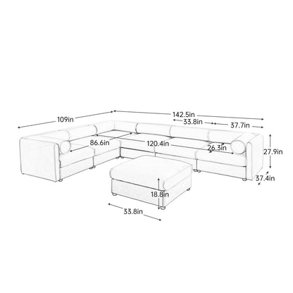 Contemporary Elegant Sofa With Storage And Ottoman