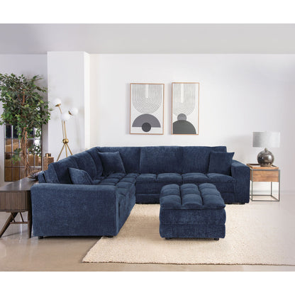 Azure - 6 Piece Upholstered Modular Sectional Sofa - Blue