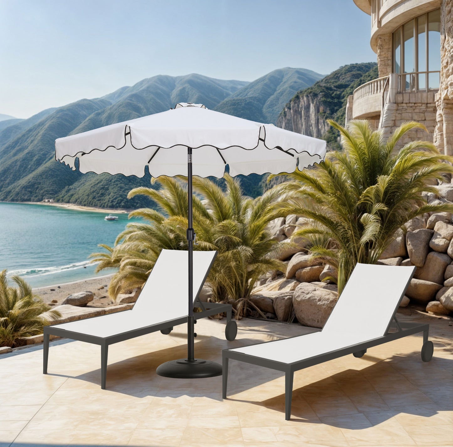 Amalfi - Patio Umbrella - Black Base / Black Pole