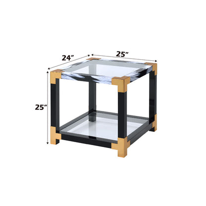 Lafty - End Table - Clear Glass & White Brushed