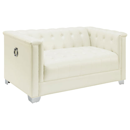 Earline - Upholstered Track Arm Loveseat - White