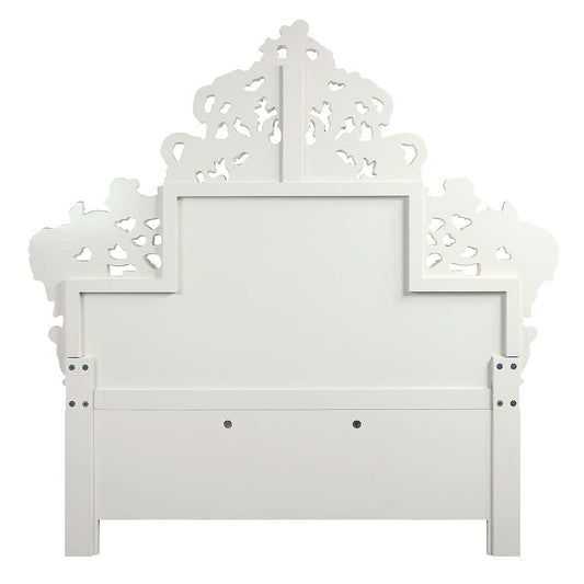 Vanaheim - Eastern King Bed - Beige Synthetic Leather & Antique White