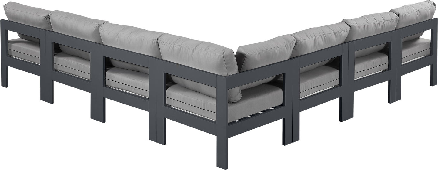 Nizuc - Outdoor Patio 7 Piece Modular Sectional With Gray Frame
