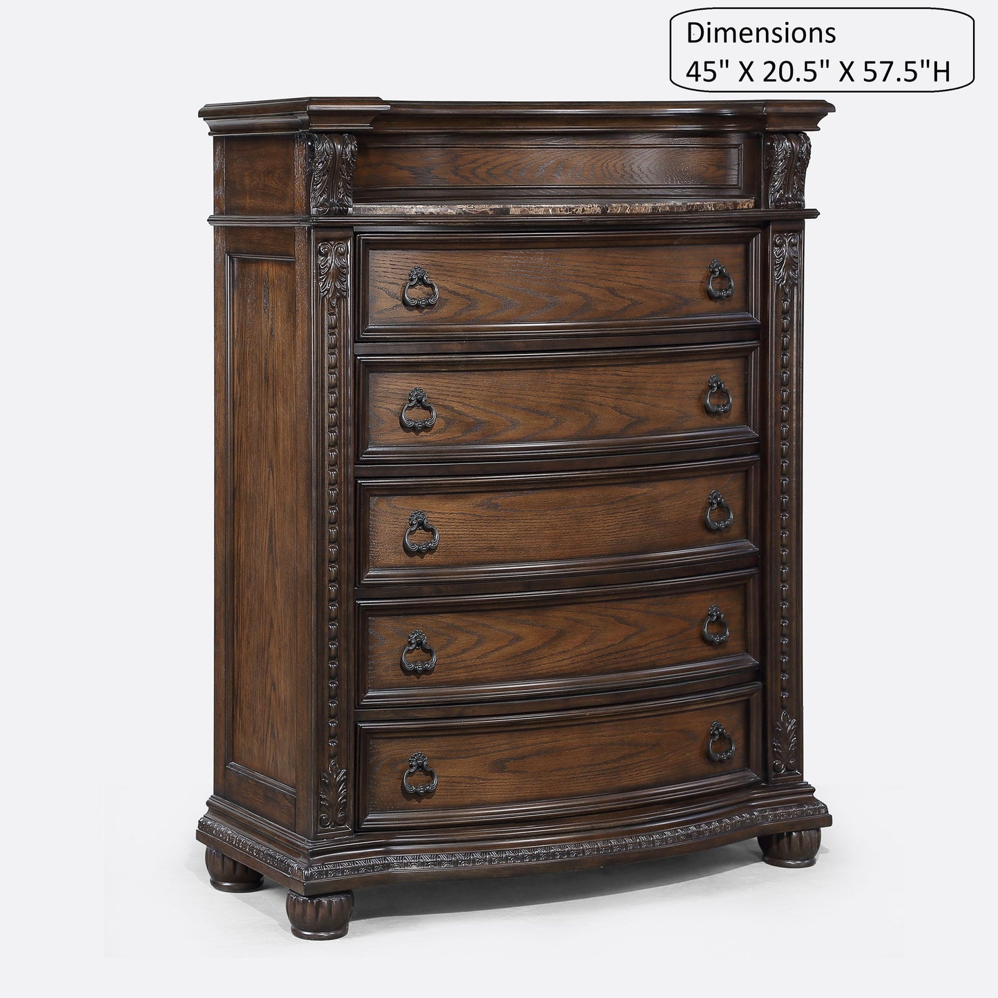 5 Drawer Tall Chest - Brown / Coffee