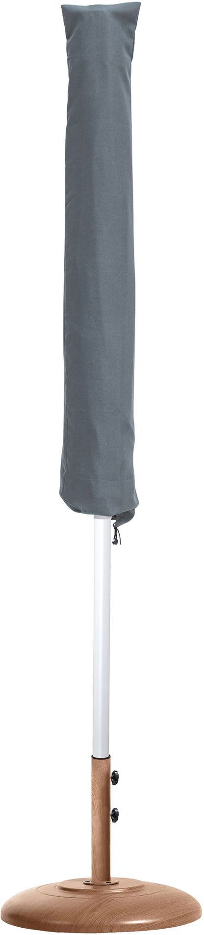 Fiji - Aluminum Patio Umbrella With Round Teak And White Base