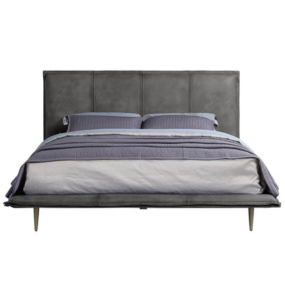 Metis - Eastern King Bed - Gray Top Grain Leather