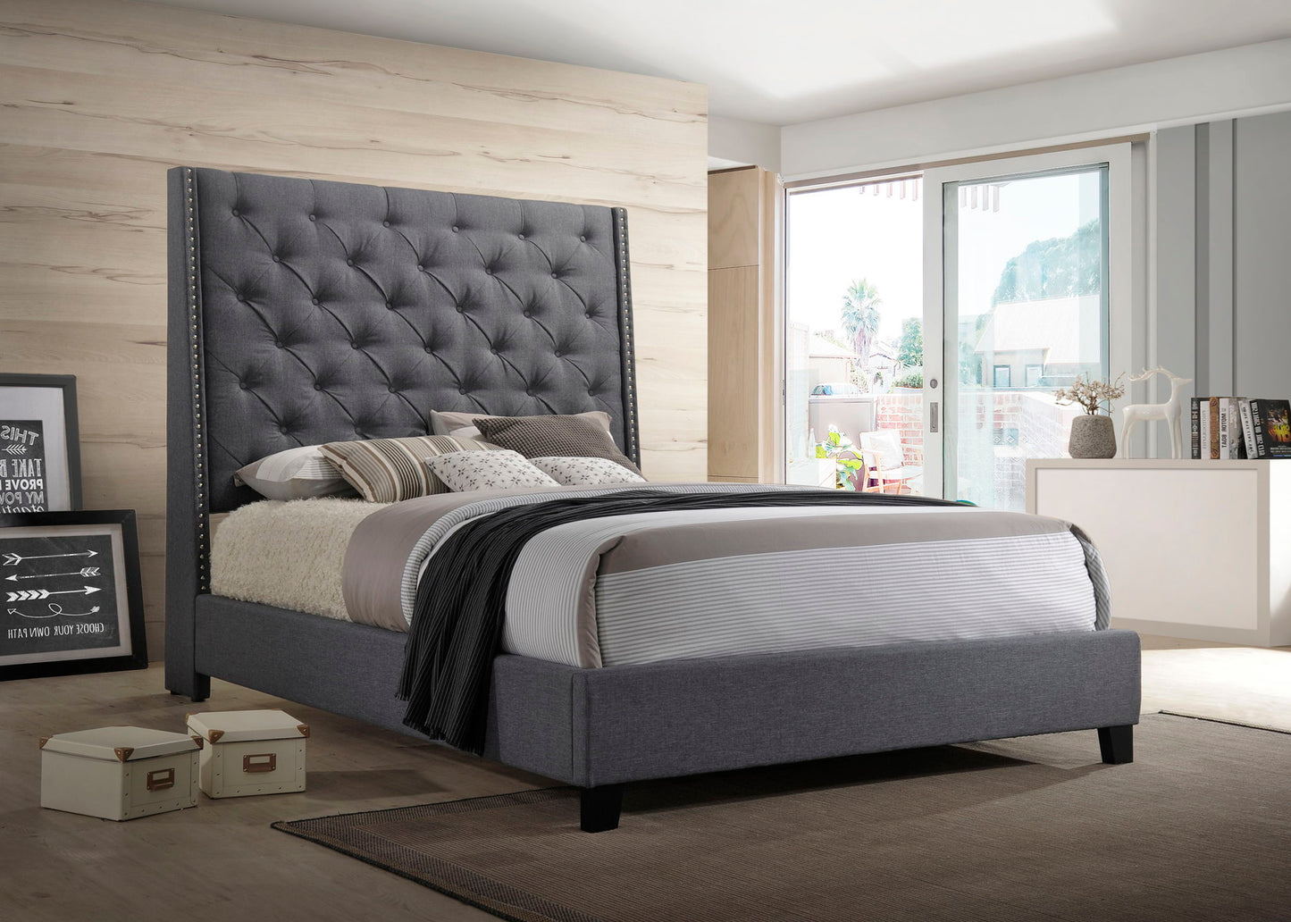 Chantilly - Queen Upholstered Bed - Gray