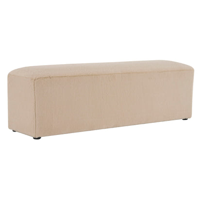 Long Plush Ottoman, Simple Footstool And Seat For Home Use - Almond