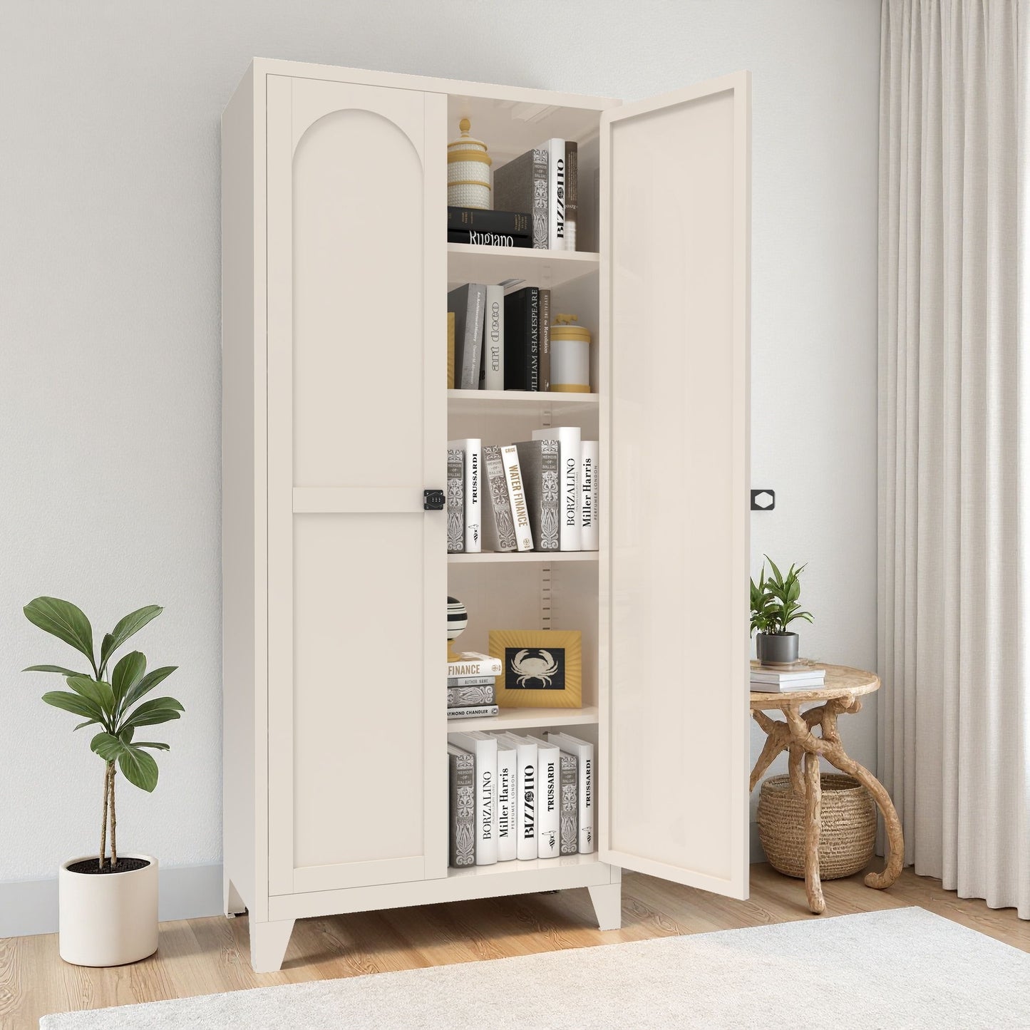 Shapely Doors Cabinet, Metal Storage Cabinet With Doors And Adjustable Shelves
