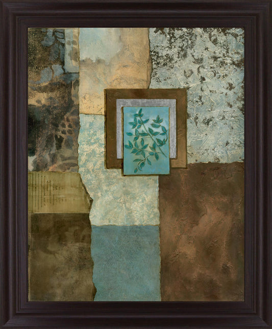 Teal Leaf Mosaic - 28" x 34" Framed Wall Art